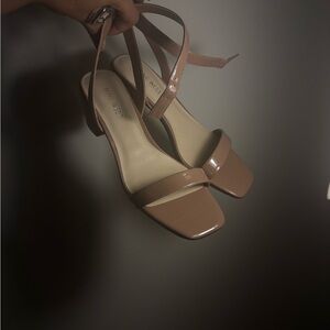 Nine West Nude Block Heel Sandals